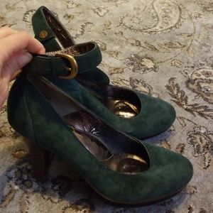 Green Suede Pumps